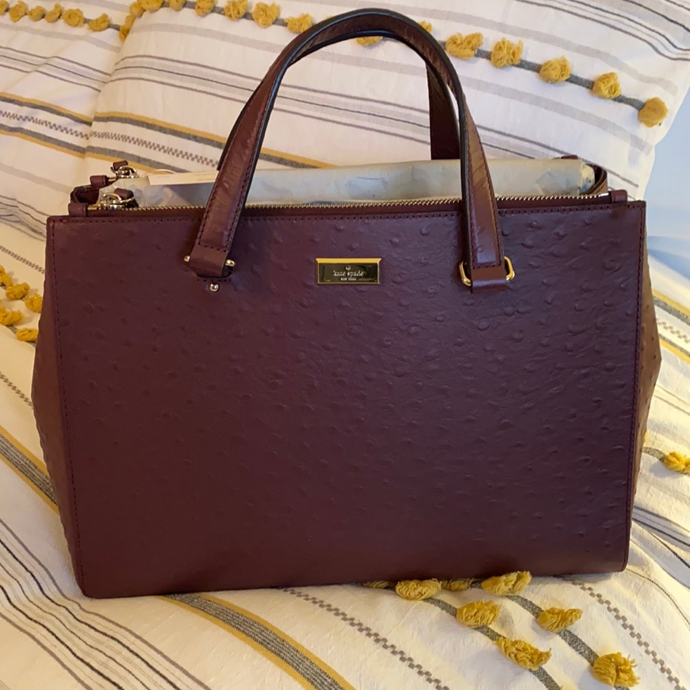 NWT Kate Spade Bristol Drive Ostrich in Cherrywood